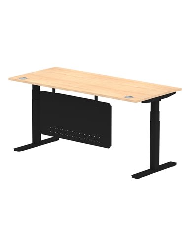Dynamic Air Modesty 1800 x 800mm Height Adjustable Office Desk Maple Top Cable Ports Modesty Panel HA01460