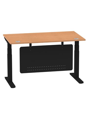 Dynamic Air Modesty 1400 x 800mm Height Adjustable Office Desk Oak Top Cable Ports Modesty Panel HA01462
