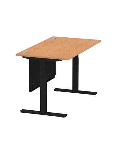 Dynamic Air Modesty 1400 x 800mm Height Adjustable Office Desk Oak Top Cable Ports Modesty Panel HA01462