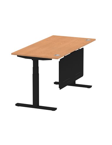 Dynamic Air Modesty 1600 x 800mm Height Adjustable Office Desk Oak Top Cable Ports Modesty Panel HA01463