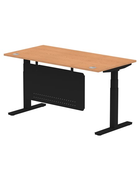 Dynamic Air Modesty 1600 x 800mm Height Adjustable Office Desk Oak Top Cable Ports Modesty Panel HA01463 - pic 78328 | FastDaddyshop
