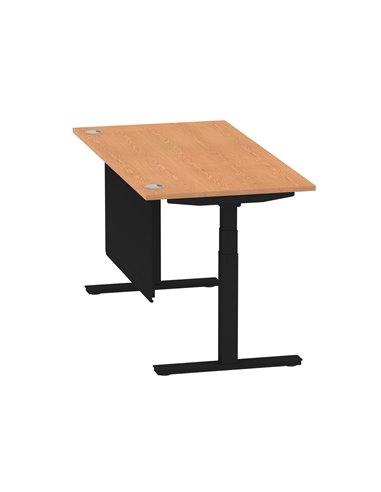 Dynamic Air Modesty 1600 x 800mm Height Adjustable Office Desk Oak Top Cable Ports Modesty Panel HA01463