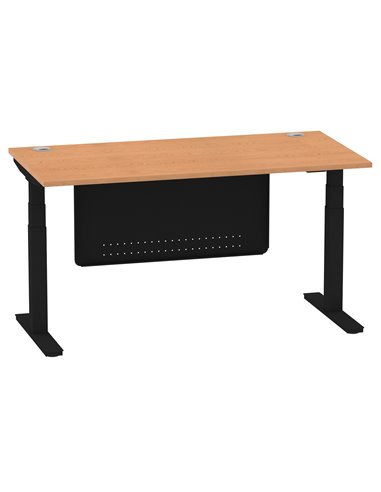 Dynamic Air Modesty 1600 x 800mm Height Adjustable Office Desk Oak Top Cable Ports Modesty Panel HA01463