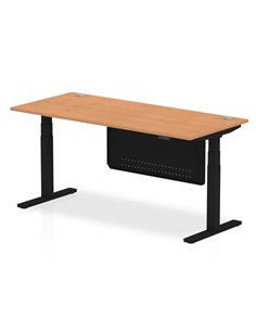 Dynamic Air Modesty 1800 x 800mm Height Adjustable Office Desk Oak Top Cable Ports Modesty Panel HA01464