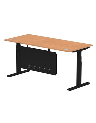 Dynamic Air Modesty 1800 x 800mm Height Adjustable Office Desk Oak Top Cable Ports Modesty Panel HA01464