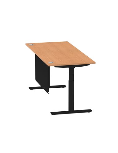 Dynamic Air Modesty 1800 x 800mm Height Adjustable Office Desk Oak Top Cable Ports Modesty Panel HA01464
