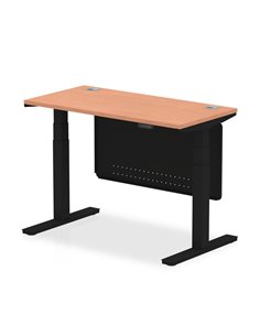 Dynamic Air Modesty 1200 x 600mm Height Adjustable Office Desk Beech Top Cable Ports Modesty Panel HA01465