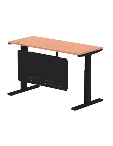 Dynamic Air Modesty 1400 x 600mm Height Adjustable Office Desk Beech Top Cable Ports Modesty Panel HA01466