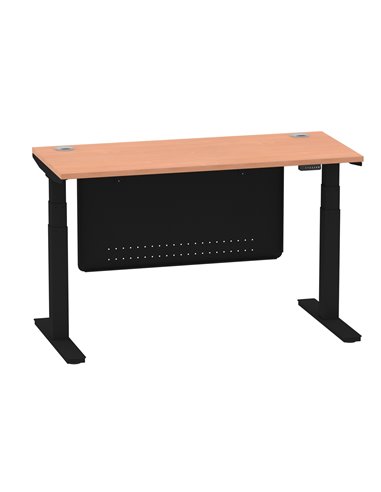 Dynamic Air Modesty 1400 x 600mm Height Adjustable Office Desk Beech Top Cable Ports Modesty Panel HA01466