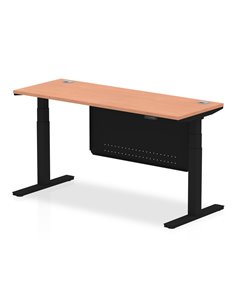 Dynamic Air Modesty 1600 x 600mm Height Adjustable Office Desk Beech Top Cable Ports Modesty Panel HA01467