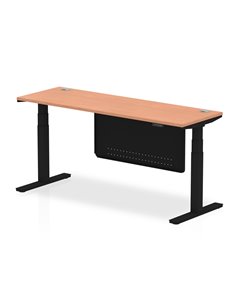 Dynamic Air Modesty 1800 x 600mm Height Adjustable Office Desk Beech Top Cable Ports Modesty Panel HA01468