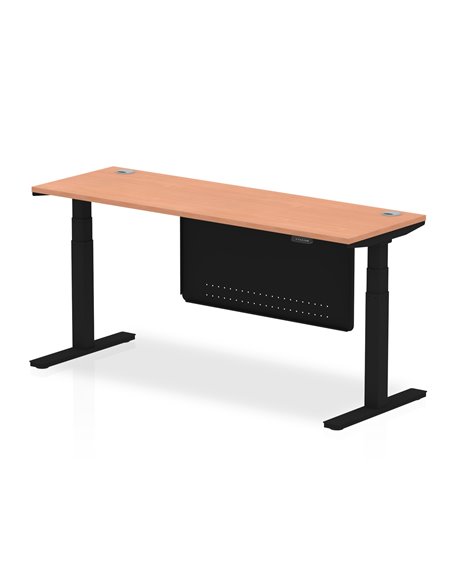 Dynamic Air Modesty 1800 x 600mm Height Adjustable Office Desk Beech Top Cable Ports Modesty Panel HA01468 - pic 78350 | FastDaddyshop