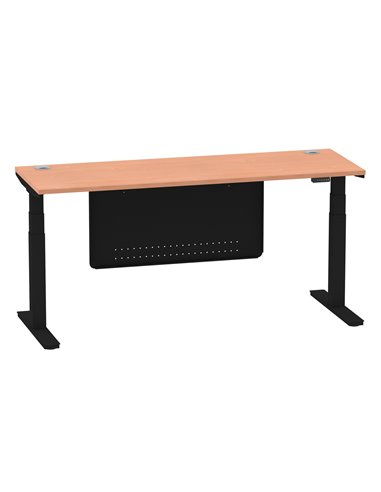Dynamic Air Modesty 1800 x 600mm Height Adjustable Office Desk Beech Top Cable Ports Modesty Panel HA01468