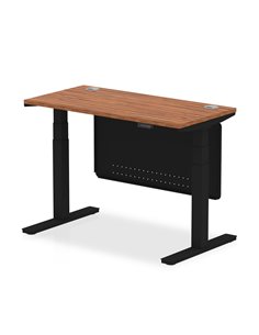 Dynamic Air Modesty 1200 x 600mm Height Adjustable Office Desk Walnut Top Cable Ports Modesty Panel HA01469