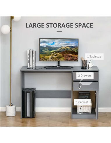 HOMCOM High Gloss Computer Desk with Drawers, Modern Writing Workstation with Storage Cabinet, PC Study Table for Home, Office, 