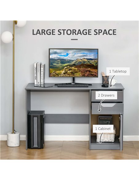 HOMCOM High Gloss Computer Desk with Drawers, Modern Writing Workstation with Storage Cabinet, PC Study Table for Home, Office,  - pic 7836 | FastDaddyshop