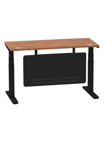 Dynamic Air Modesty 1400 x 600mm Height Adjustable Office Desk Walnut Top Cable Ports Modesty Panel HA01470