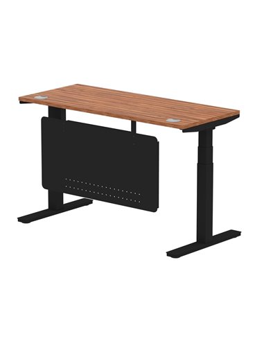 Dynamic Air Modesty 1400 x 600mm Height Adjustable Office Desk Walnut Top Cable Ports Modesty Panel HA01470