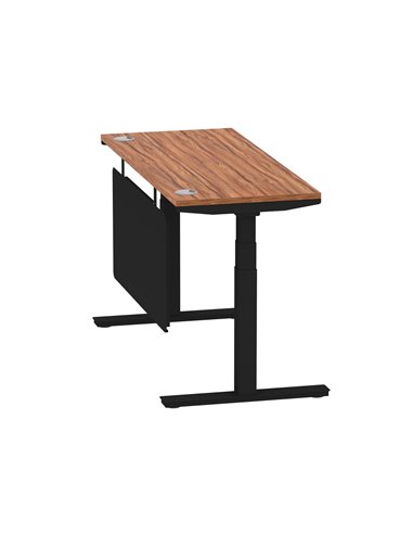 Dynamic Air Modesty 1400 x 600mm Height Adjustable Office Desk Walnut Top Cable Ports Modesty Panel HA01470