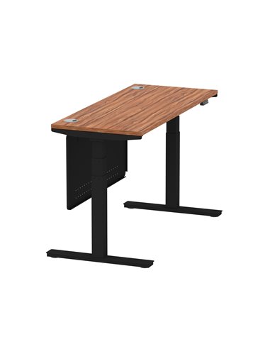 Dynamic Air Modesty 1400 x 600mm Height Adjustable Office Desk Walnut Top Cable Ports Modesty Panel HA01470