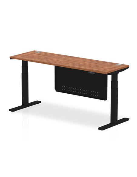 Dynamic Air Modesty 1800 x 600mm Height Adjustable Office Desk Walnut Top Cable Ports Modesty Panel HA01472 - pic 78368 | FastDaddyshop