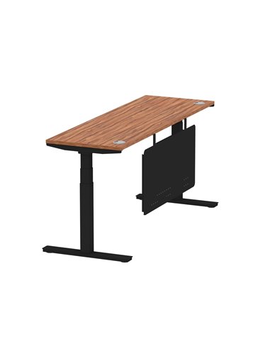 Dynamic Air Modesty 1800 x 600mm Height Adjustable Office Desk Walnut Top Cable Ports Modesty Panel HA01472