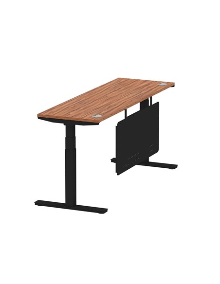 Dynamic Air Modesty 1800 x 600mm Height Adjustable Office Desk Walnut Top Cable Ports Modesty Panel HA01472 - pic 78370 | FastDaddyshop