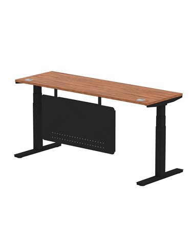 Dynamic Air Modesty 1800 x 600mm Height Adjustable Office Desk Walnut Top Cable Ports Modesty Panel HA01472