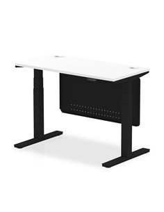 Dynamic Air Modesty 1200 x 600mm Height Adjustable Office Desk White Top Cable Ports Modesty Panel HA01473
