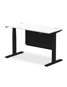 Dynamic Air Modesty 1400 x 600mm Height Adjustable Office Desk White Top Cable Ports Modesty Panel HA01474