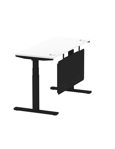 Dynamic Air Modesty 1400 x 600mm Height Adjustable Office Desk White Top Cable Ports Modesty Panel HA01474