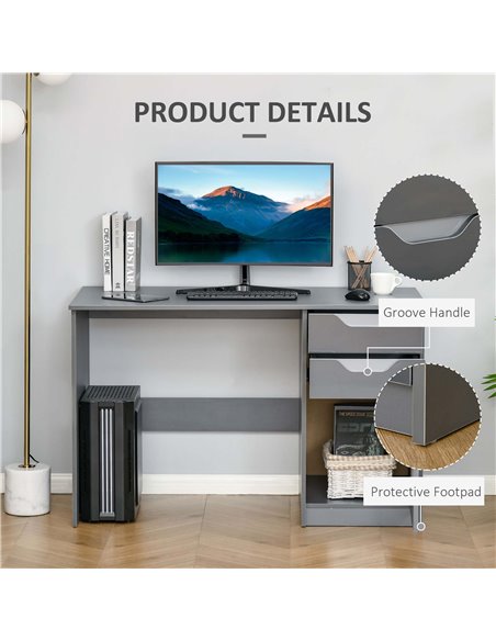 HOMCOM High Gloss Computer Desk with Drawers, Modern Writing Workstation with Storage Cabinet, PC Study Table for Home, Office,  - pic 7838 | FastDaddyshop