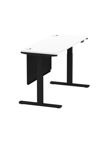 Dynamic Air Modesty 1400 x 600mm Height Adjustable Office Desk White Top Cable Ports Modesty Panel HA01474