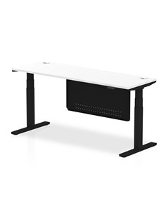 Dynamic Air Modesty 1800 x 600mm Height Adjustable Office Desk White Top Cable Ports Modesty Panel HA01476