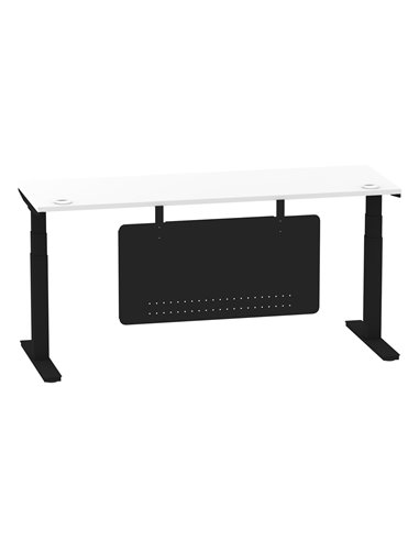 Dynamic Air Modesty 1800 x 600mm Height Adjustable Office Desk White Top Cable Ports Modesty Panel HA01476