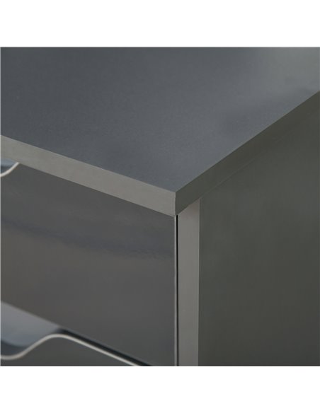 HOMCOM High Gloss Computer Desk with Drawers, Modern Writing Workstation with Storage Cabinet, PC Study Table for Home, Office,  - pic 7839 | FastDaddyshop