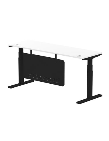 Dynamic Air Modesty 1800 x 600mm Height Adjustable Office Desk White Top Cable Ports Modesty Panel HA01476