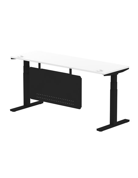 Dynamic Air Modesty 1800 x 600mm Height Adjustable Office Desk White Top Cable Ports Modesty Panel HA01476 - pic 78390 | FastDaddyshop
