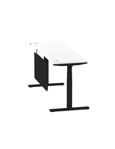 Dynamic Air Modesty 1800 x 600mm Height Adjustable Office Desk White Top Cable Ports Modesty Panel HA01476