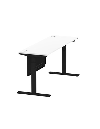 Dynamic Air Modesty 1800 x 600mm Height Adjustable Office Desk White Top Cable Ports Modesty Panel HA01476