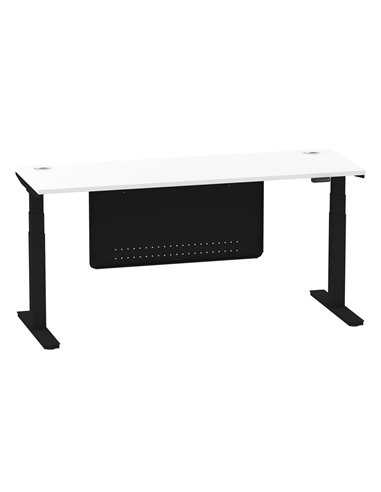 Dynamic Air Modesty 1800 x 600mm Height Adjustable Office Desk White Top Cable Ports Modesty Panel HA01476