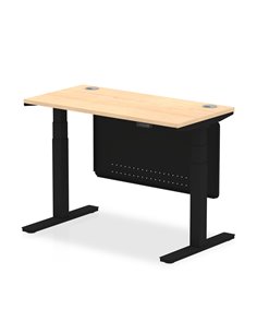 Dynamic Air Modesty 1200 x 600mm Height Adjustable Office Desk Maple Top Cable Ports Modesty Panel HA01477