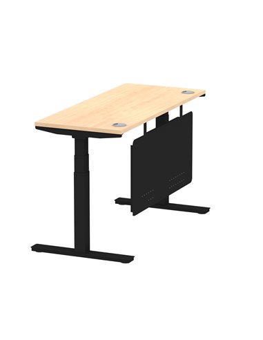Dynamic Air Modesty 1400 x 600mm Height Adjustable Office Desk Maple Top Cable Ports Modesty Panel HA01478
