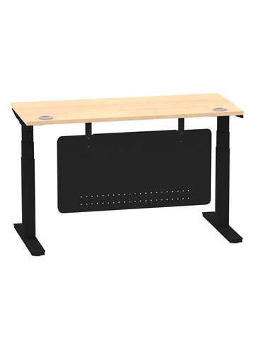 Dynamic Air Modesty 1400 x 600mm Height Adjustable Office Desk Maple Top Cable Ports Modesty Panel HA01478