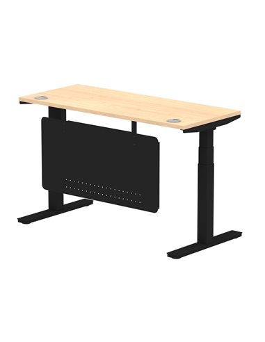 Dynamic Air Modesty 1400 x 600mm Height Adjustable Office Desk Maple Top Cable Ports Modesty Panel HA01478