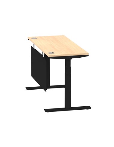 Dynamic Air Modesty 1400 x 600mm Height Adjustable Office Desk Maple Top Cable Ports Modesty Panel HA01478