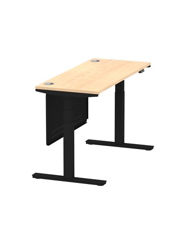 Dynamic Air Modesty 1400 x 600mm Height Adjustable Office Desk Maple Top Cable Ports Modesty Panel HA01478