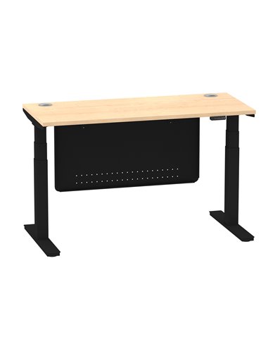 Dynamic Air Modesty 1400 x 600mm Height Adjustable Office Desk Maple Top Cable Ports Modesty Panel HA01478