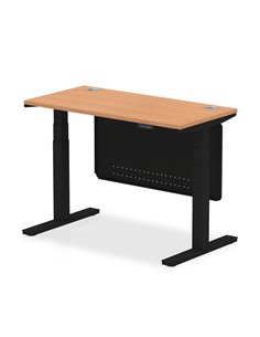 Dynamic Air Modesty 1200 x 600mm Height Adjustable Office Desk Oak Top Cable Ports Modesty Panel HA01481