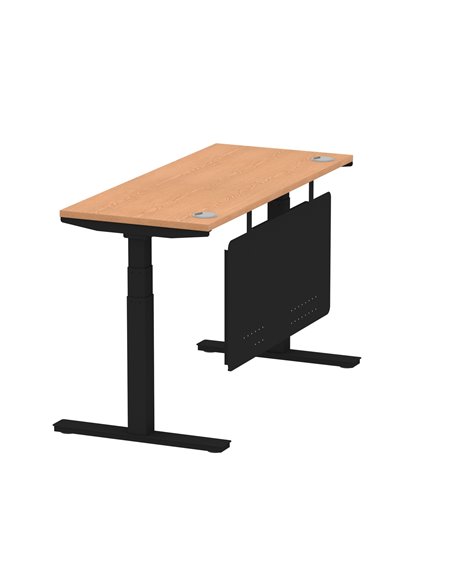 Dynamic Air Modesty 1400 x 600mm Height Adjustable Office Desk Oak Top Cable Ports Modesty Panel HA01482 - pic 78415 | FastDaddyshop